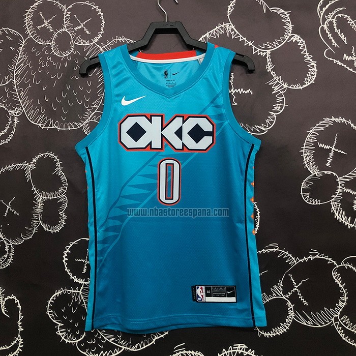 Camiseta Oklahoma City Thunder Russell Westbrook NO 0 Ciudad 2018-19 Azul